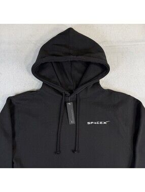 SpaceX Official Pullover Hoodie Black Mens Small Black Fleece Elon Musk NWT